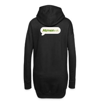 Atmen hilft – Achtsamkeitsspruch in Moosgrün - Hoodie-Kleid - Schwarz - Hinten