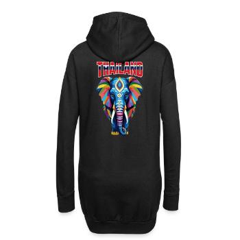 Colorful abstract elephant from Thailand - Hoodie Dress - black - Back