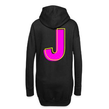 J - Votre nom - Votre lettre - Sweat-shirt à capuche long Femme - noir - Dos