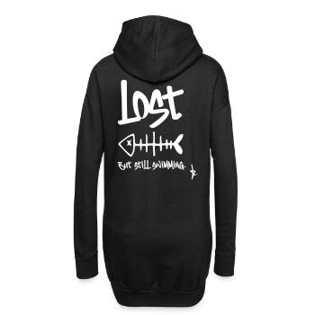 LOST – Mais je nage encore | Conception en arête de poisson - Sweat-shirt à capuche long Femme - noir - Dos