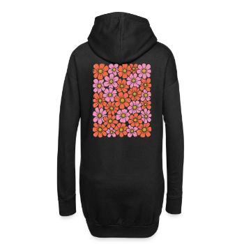 Retro Groovy Flowers – 70s Folk Art Screenprint De - Hoodie-Kleid - Schwarz - Hinten