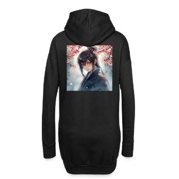 Hanfu sous les cerisiers en fleurs - Sweat-shirt à capuche long Femme - noir - Dos