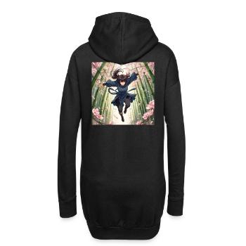 Héroïne de bambou sur le chemin des cerisiers en fleurs - Sweat-shirt à capuche long Femme - noir - Dos