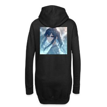 Portrait d’anime Blue Night Light - Sweat-shirt à capuche long Femme - noir - Dos