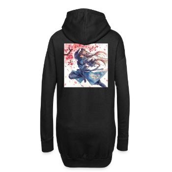 Kirschblüten-Ninja im Blitzangriff - Hoodie-Kleid - Schwarz - Hinten