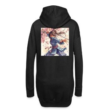 Blütenklinge Ninja im Kimono - Hoodie-Kleid - Schwarz - Hinten