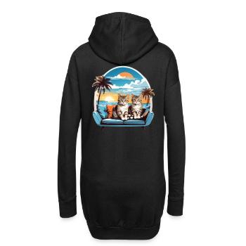 Chats au bord de la mer - Sweat-shirt à capuche long Femme - noir - Dos