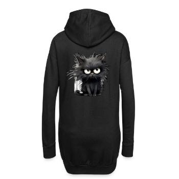 Chat de mauvaise humeur - Sweat-shirt à capuche long Femme - noir - Dos