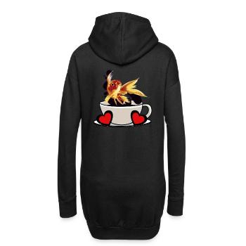 Kaffee Pause Fisch Koffein Erfrischung Fantasy - Hoodie-Kleid - Schwarz - Hinten