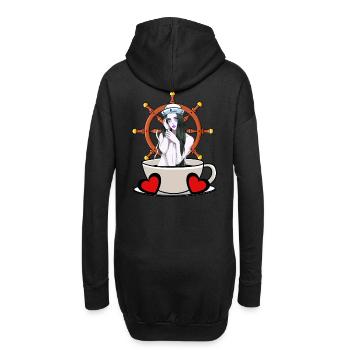 Maritim Steuerrad Steuermann Seefahrt Matrose Moin - Hoodie-Kleid - Schwarz - Hinten