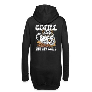 Kaffee wie meine Seele | Unruhe Schädel - Hoodie-Kleid - Schwarz - Hinten