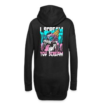 Ich schreie, du schreist | Cooler Sommerschädel - Hoodie-Kleid - Schwarz - Hinten