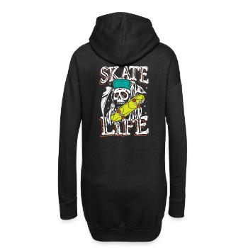 La vie de skate | Crâne punk roulant - Sweat-shirt à capuche long Femme - noir - Dos