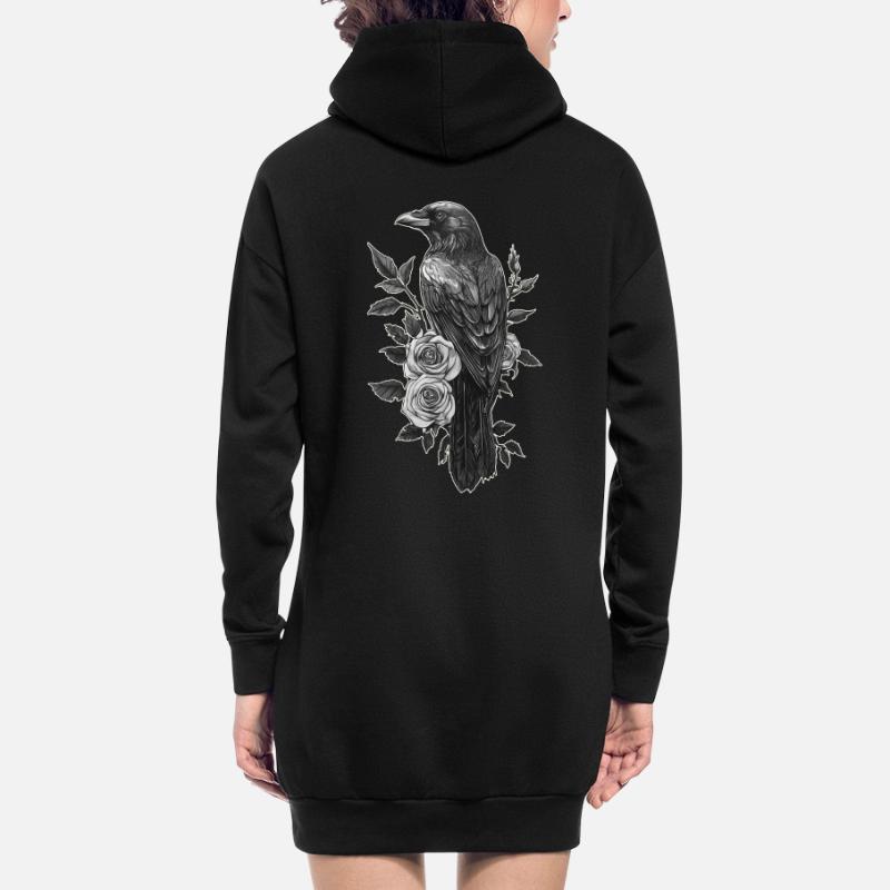 Corbeau Sweat-shirt à capuche long Femme