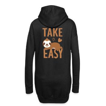 Faultier faul chillen chill out Gelassenheit easy - Hoodie-Kleid - Schwarz - Hinten