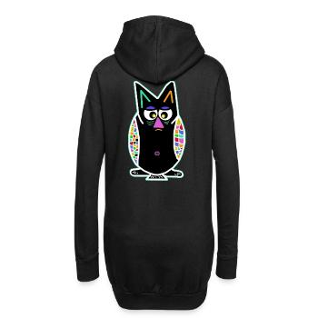 Hibou hiboux33 oiseau nocturne enfants bébés oiseaux - Sweat-shirt à capuche long Femme - noir - Dos