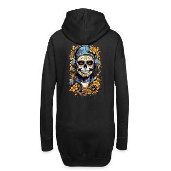 Goldener Zucker Schädel - Hoodie-Kleid - Schwarz - Hinten