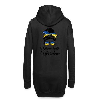 Femmes Messy Bun Ukraine Je Me tiens avec le drapeau de l’Ukraine - Sweat-shirt à capuche long Femme - noir - Dos