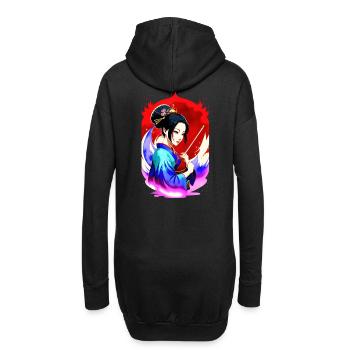 Mystische Geisha - Retro Stil - Hoodie-Kleid - Schwarz - Hinten