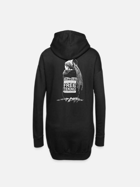 support freetekno - Hoodie-Kleid - Schwarz
