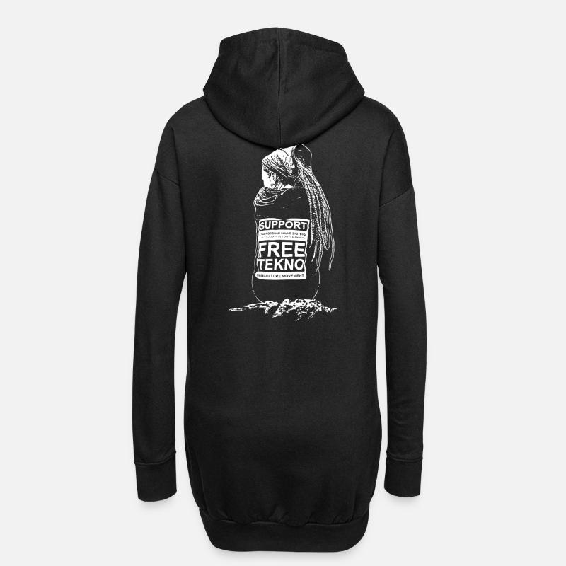 support freetekno - Hoodie-Kleid - Schwarz