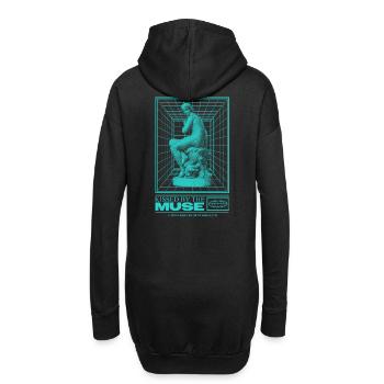 Neon-Statue im Cyberraum - Hoodie-Kleid - Schwarz - Hinten