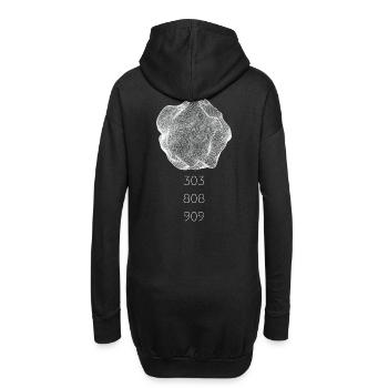 Techno abstract drawing, synthesizer 303 808 909 - Hoodie Dress - black - Back