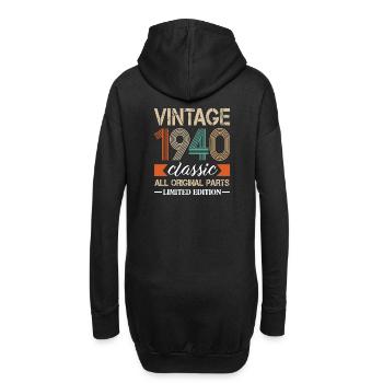 Naissance 1940 naissance anniversaire rétro - Sweat-shirt à capuche long Femme - noir - Dos