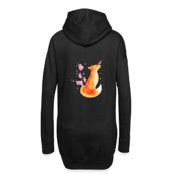 Renard japonais Cherry Blossom Flower Renard Kawaii - Sweat-shirt à capuche long Femme - noir - Dos