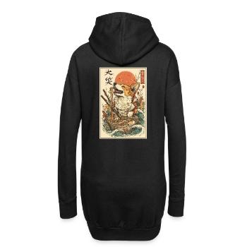 Corgi Japonais mangeant des Ramen - Style Ukiyo-e - Sweat-shirt à capuche long Femme - noir - Dos