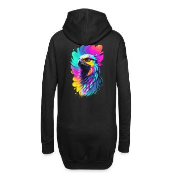 Bunter Adler im Splash Art Stil - Hoodie-Kleid - Schwarz - Hinten