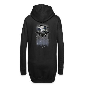 Halloween Wald Krähen Raben mystisch Mond - Hoodie-Kleid - Schwarz - Hinten