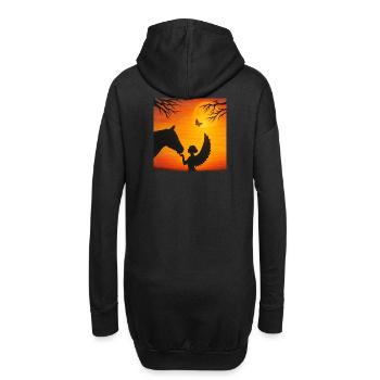 Engel mit Pferd / Spirit-Soul Kollektion - Hoodie-Kleid - Schwarz - Hinten