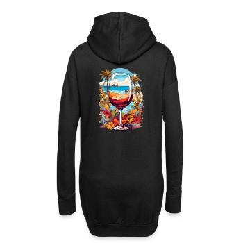 Verre de vin de plage - Sweat-shirt à capuche long Femme - noir - Dos