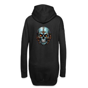 Dekorativer bunter Skull mit Verzierung - Hoodie-Kleid - Schwarz - Hinten