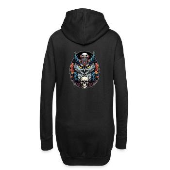 Hibou décoratif avec crâne et pétales de rose - Sweat-shirt à capuche long Femme - noir - Dos
