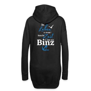Binz - Das Leben ist zu kurz.../Ostseebad Binz - Hoodie-Kleid - Schwarz - Hinten