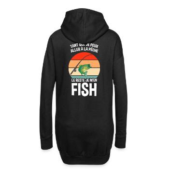 Humour Pêche Drôle Vintage Le reste je m'en Fish - Sweat-shirt à capuche long Femme - noir - Dos