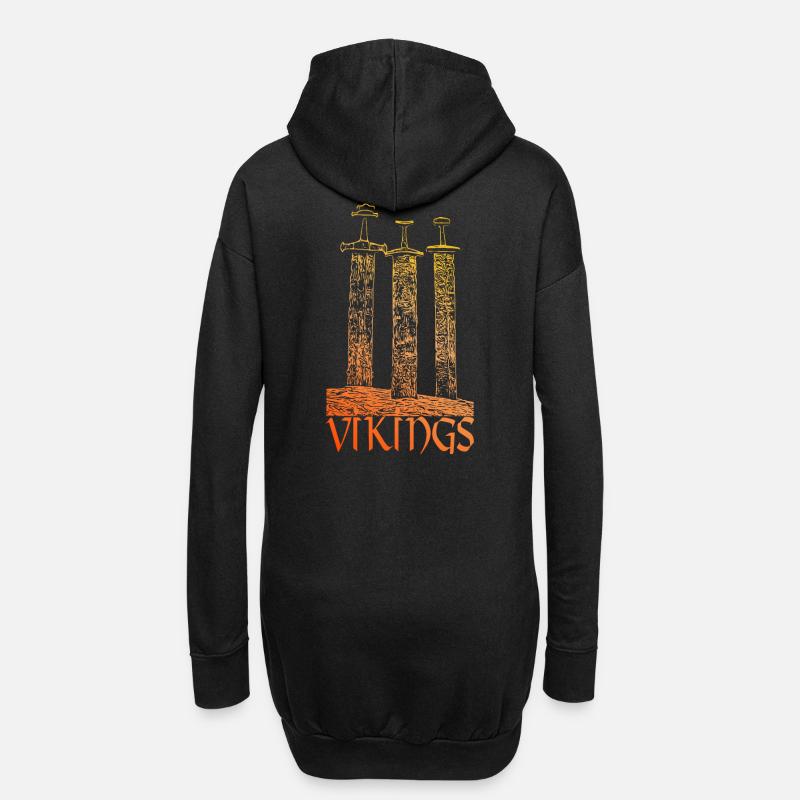 Vikings - Les épées vikings. BACKPRINT - Sweat-shirt à capuche long Femme - noir