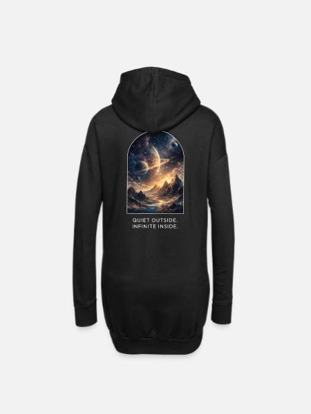 Quiet Outside. Infinite Inside. - Hoodie Dress - black