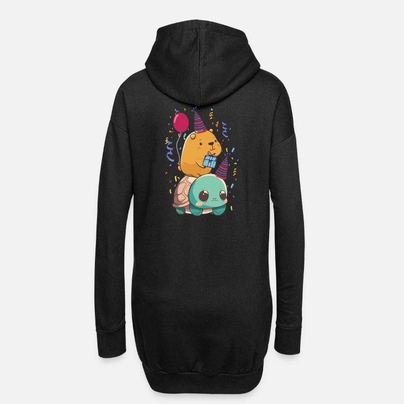 Capybara Geburtstag - Hoodie-Kleid - Schwarz