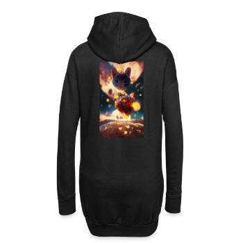 Katzengott, der über einen Planeten schwebt - Hoodie-Kleid - Schwarz - Hinten