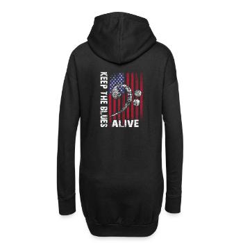 Le blues lives vintage blues design - Sweat-shirt à capuche long Femme - noir - Dos