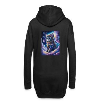 chat astronaute - Sweat-shirt à capuche long Femme - noir - Dos