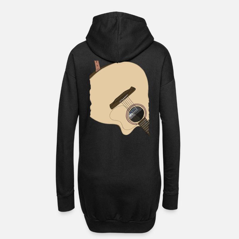 Guitare sur le dos - Sweat-shirt à capuche long Femme - noir