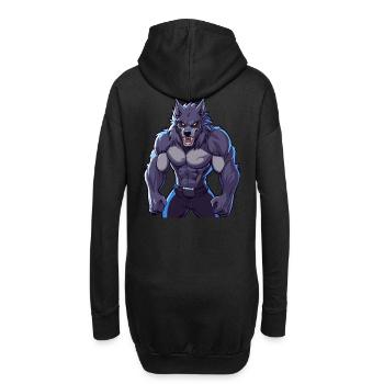 Wilde, muskulöse Werwolf-Illustrationskunst - Hoodie-Kleid - Schwarz - Hinten