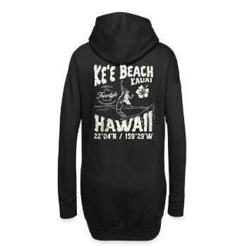 Plage de Hawaii Surf Pêche T-shirt - Sweat-shirt à capuche long Femme - noir - Dos