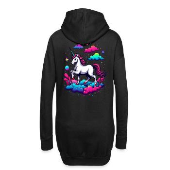 Fantasy-Einhorn, das auf Wolken läuft – Magic Sky Art - Hoodie-Kleid - Schwarz - Hinten