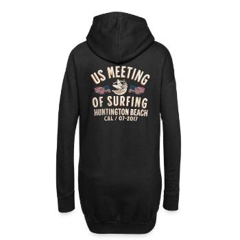 US meeting of surfing Huntington beach 2 - Sweat-shirt à capuche long Femme - noir - Dos