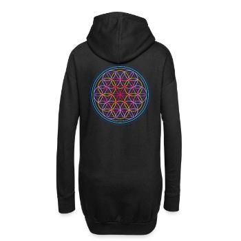 Blume des Lebens rot-blau - Hoodie-Kleid - Schwarz - Hinten